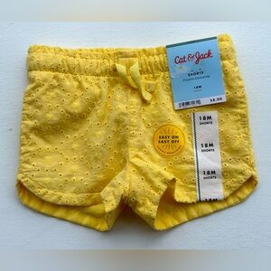 Cat & Jack Yellow Eyelet Shorts size 18 months NWT